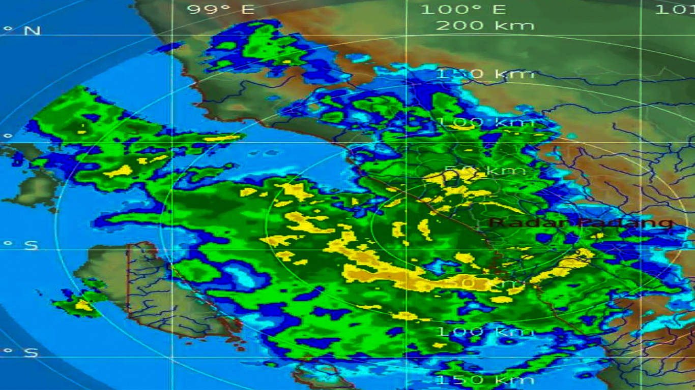 Pantuaan dari radar BMKG-Minangkabau, Sabtu (26/5/2018). Photo : BMKG-Minangkabau.