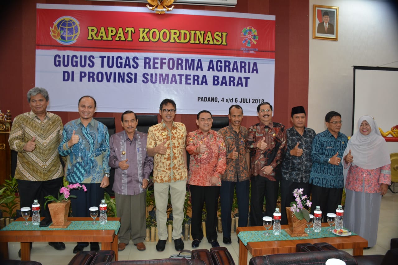 Gubenur Sumbar Ajak GTRA Segera Tuntaskan Permasalahan Agraria, saat pertemuan di Hall Nias, Imelda Hotel, Kota Padang, Sumatera Barat.
