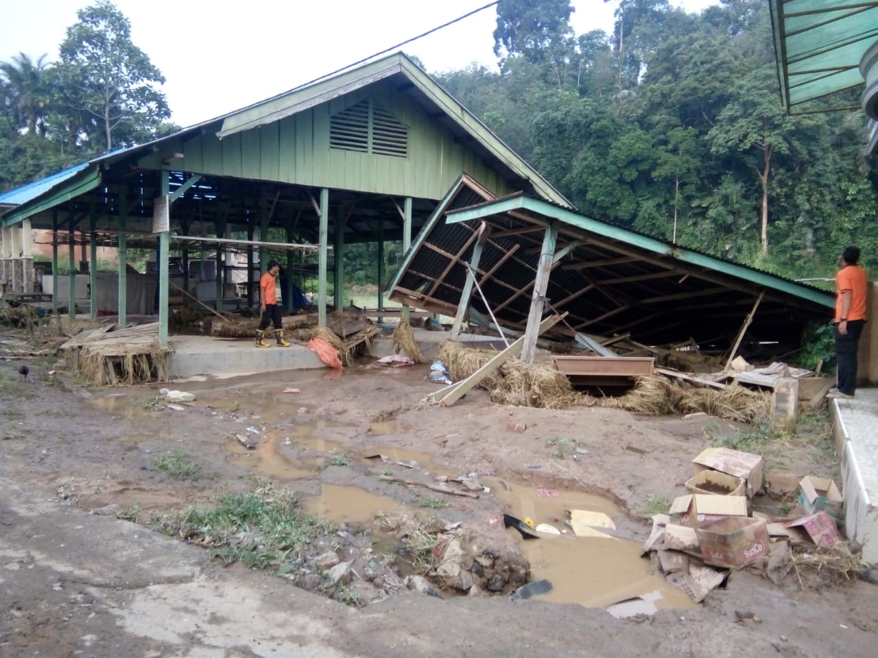 Banjir menerjang Jorong Muaro Linggo, Jorong Liambang dan Jorong Koto Langki, Nagari Langki, Kecamatan Tanjuang Gadang, Kabupaten Sijunjung, Sumatera Barat (Sumbar), Jumat (6/7/2018). Photo : Tim BPBD Kabupaten Sijunjung/Kabarsumbar