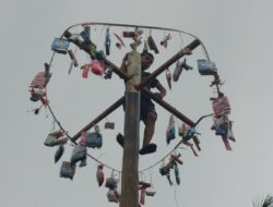 Meriahkan Lebaran, Dua Desa di Muko-muko Gelar Lomba Panjat Pinang