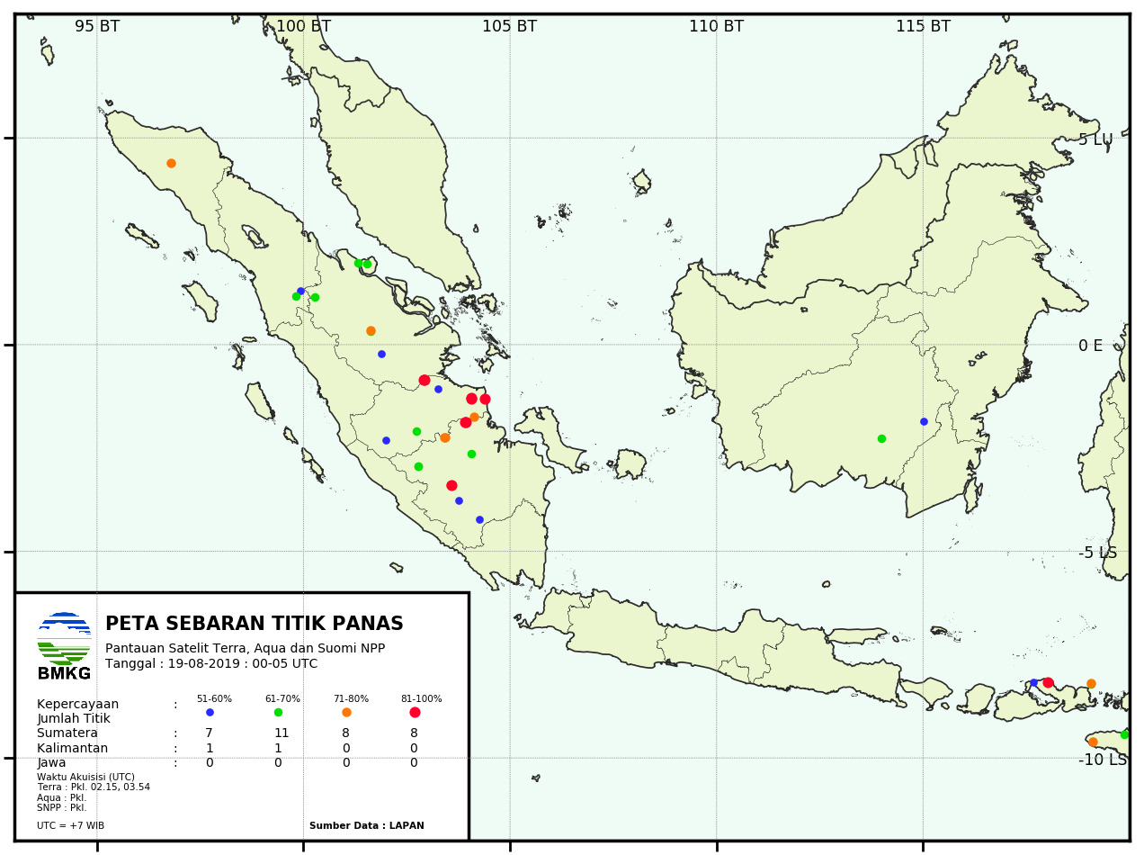 Pantauan titik panas di Indonesia. (BMKG)