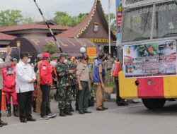 Meminimalisir Tingkat Penyebaran Covid-19, Pemko Solok Bersama Forkopimda Semprotkan Disinfektan
