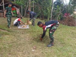 Satgas TMMD 110/ Kodim 1201 Gotong Royong Bersihkan Pekarangan Warga