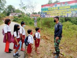 Satgas TMMD Kodim 1201 Memberikan Imbauan Prokes kepada Pelajar