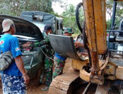 Excavator Sarana Pendukung Kegiatan TMMD 110 / Kodim 1201 Mengalami Kerusakan