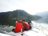 Bupati Agam Andri Warman saat meninjau kondisi Danau Maninjau menggunakan speed boat pada Minggu 13 Juni 2021 kemarin. Foto : Istimewa