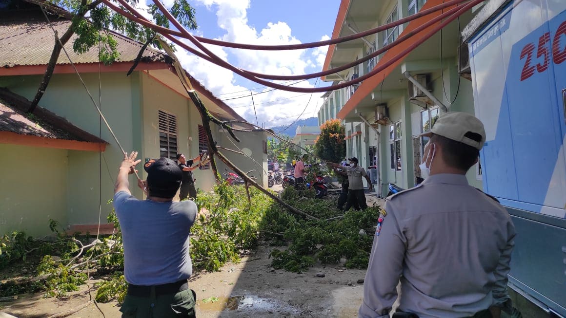 Pohon Tumbang Meninpa Sebuah Bangunan di RSUD dr. Rasidin Padang