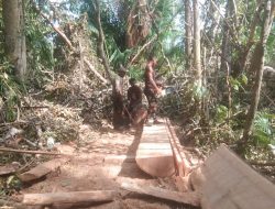 Satgas TMMD bersama Warga Laksanakan Pemotongan Kayu Papan dan Balok