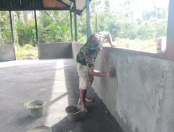Peran Aktif Warga Bantu Satgas TMMD Laksanakan Pengacian Balai Kampung