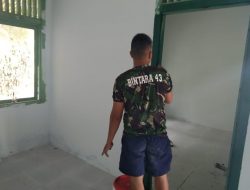 Pengecatan Gedung Puskesmas Pembantu Oleh Satgas TMMD Ke-111 Kodim 1202/Skw