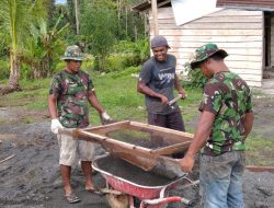 TNI dan Rakyat Tampak Serasi dalam Pembangunan TMMD