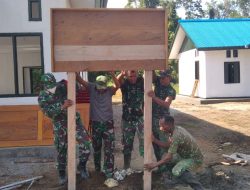 Papan Nama Gereja Mulai Dipasang Satgas TMMD dan Warga