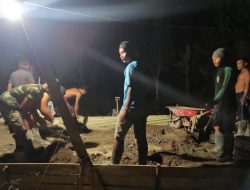 Kerja Malam Membangun Jalan Demi Mengejar Target TMMD Ke-111 Kodim 1207/Pontianak