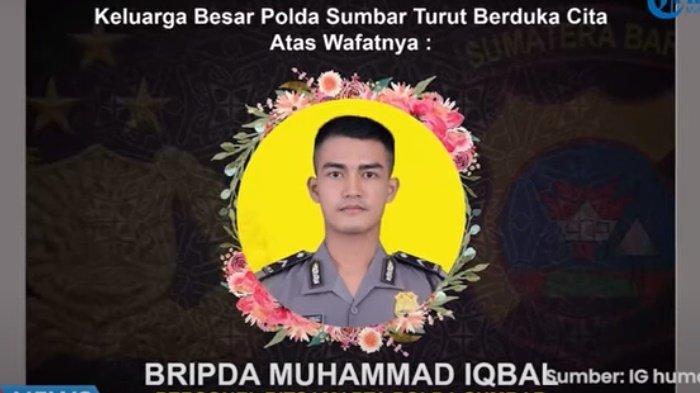 Dalam cuaca mendung dan gerimis, jenazah Muhamad Iqbal, anggota Samapta Polda Sumbar dimakamkan secara kedinasan