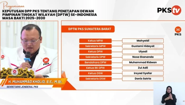 Ulyadi Ketua DPW PKS Sumbar yang Baru, Nosa Ekananda Gantikan Rahmat Saleh