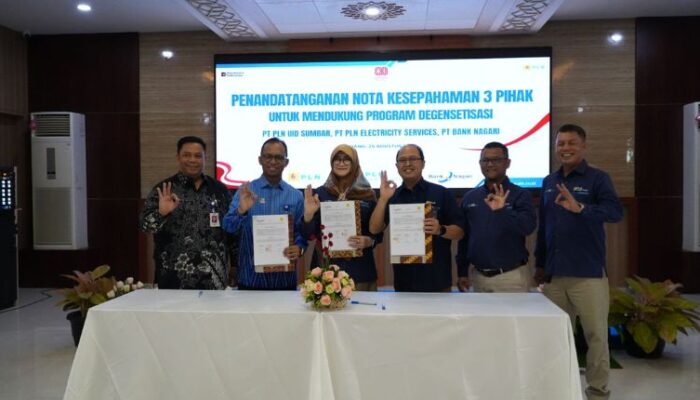 Tingkatkan Daya Saing, Bank Nagari Dukung PLN Sumbar Degensetisasi
