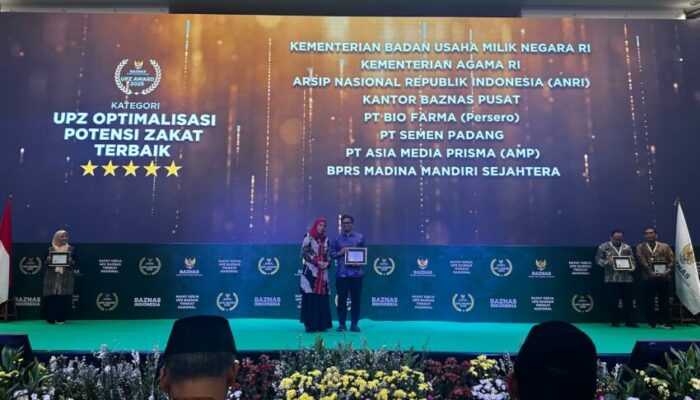 Tata Kelola Zakat Terbaik, UPZ BAZNAS Semen Padang Raih Penghargaan