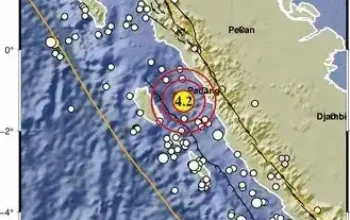 BMKG Catat Gempa Magnitudo 4,2 Guncang Barat Daya Pariaman