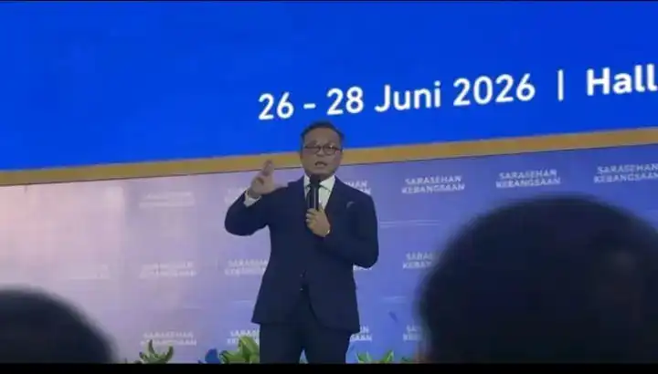 Kepala BP BUMN Dony Oskaria dalam Sarasehan Kebangsaan Sains, Teknologi, dan Industri Indonesia (KSTI) 2026 pada Jumat (27/6/2026). Foto : Istimewa
