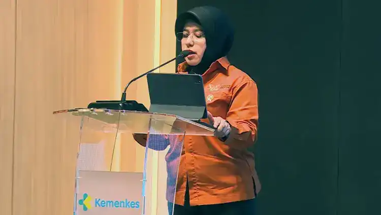 Kepala Badan Pusat Statistik (BPS) Amalia Adininggar Widyasanti saat memberikan sambutan dalam acara Sosialisasi Sensus Ekonomi (SE) 2026 di Kantor Kemenkes Jakarta, Kamis (11/6/2026). Foto : Istimewa