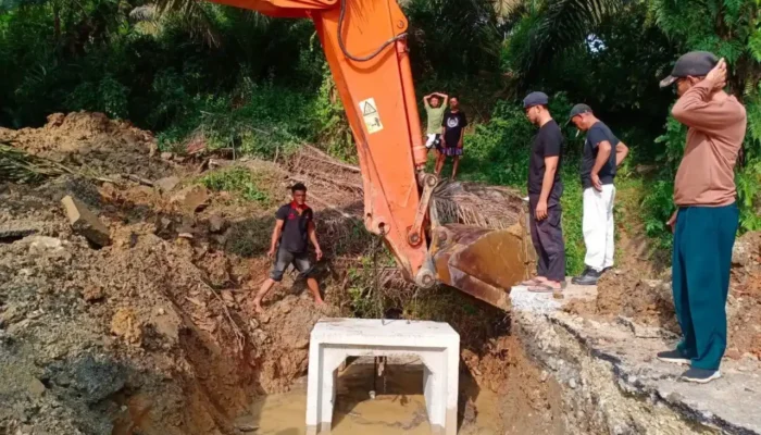 Pulihkan Akses Warga, Pemkab Dharmasraya Perbaiki Gorong-Gorong Jalan Nagari Simalidu