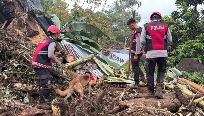 Unit K9 Polda Sumbar Temukan Barang Pribadi Korban Galodo Solok